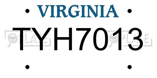 TYH7013 Virginia License Plate