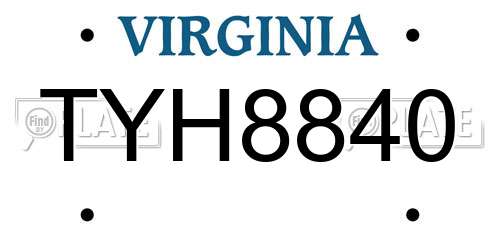 TYH8840 Virginia License Plate