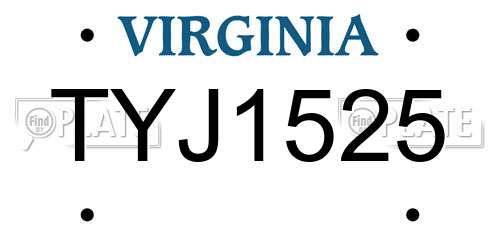 TYJ1525 Virginia License Plate