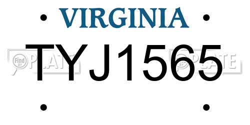 TYJ1565 Virginia License Plate