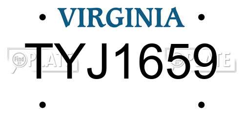 TYJ1659 Virginia License Plate