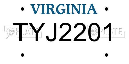 TYJ2201 Virginia License Plate