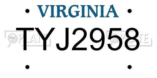 TYJ2958 Virginia License Plate