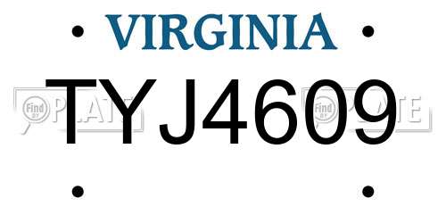 TYJ4609 Virginia License Plate