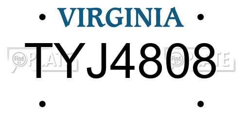 TYJ4808 Virginia License Plate