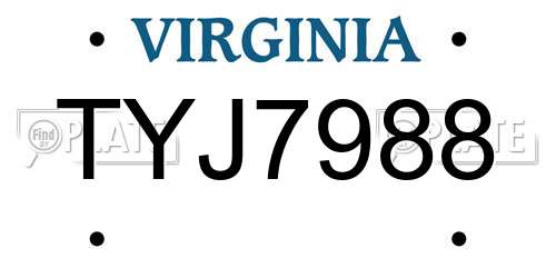 TYJ7988 Virginia License Plate