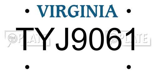 TYJ9061 Virginia License Plate