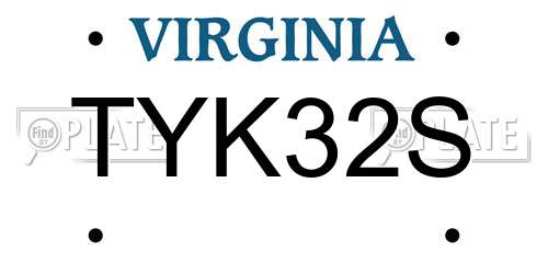TYK32S Virginia License Plate