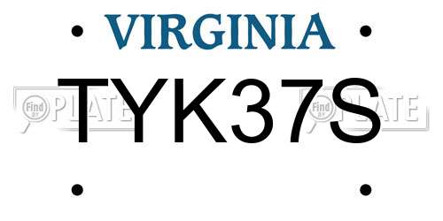 TYK37S Virginia License Plate