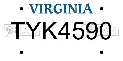 TYK4590 Virginia License Plate