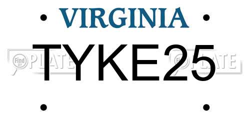 TYKE25 Virginia License Plate