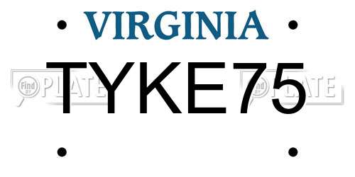 TYKE75 Virginia License Plate