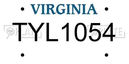 TYL1054 Virginia License Plate