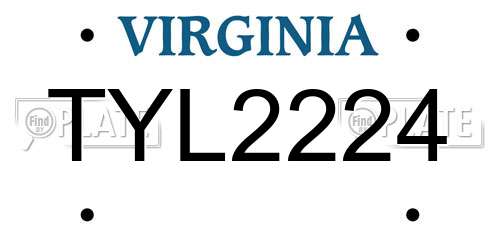 TYL2224 Virginia License Plate