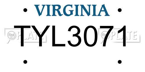 TYL3071 Virginia License Plate
