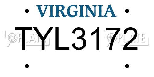 TYL3172 Virginia License Plate