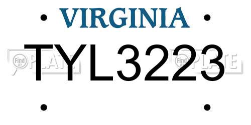 TYL3223 Virginia License Plate