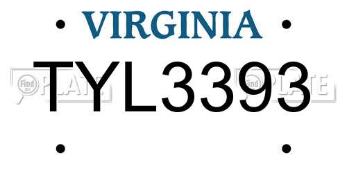 TYL3393 Virginia License Plate