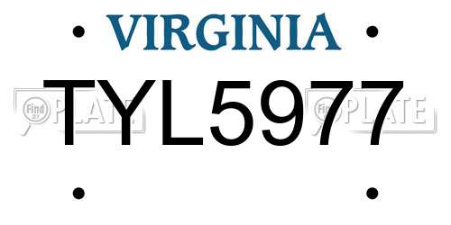 TYL5977 Virginia License Plate