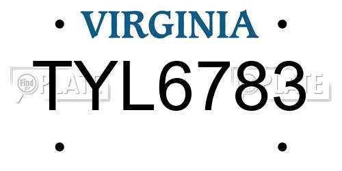 TYL6783 Virginia License Plate