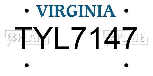 TYL7147 Virginia License Plate