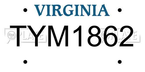 TYM1862 Virginia License Plate