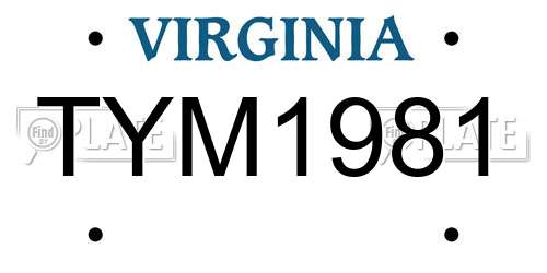 TYM1981 Virginia License Plate