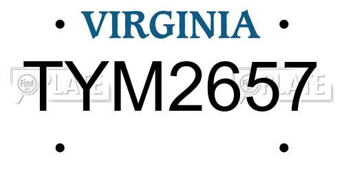 TYM2657 Virginia License Plate