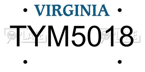 TYM5018 Virginia License Plate