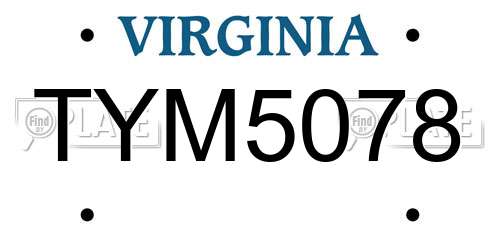 TYM5078 Virginia License Plate