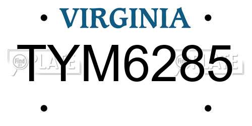 TYM6285 Virginia License Plate