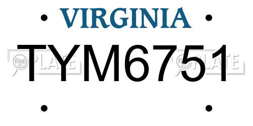 TYM6751 Virginia License Plate