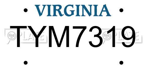 TYM7319 Virginia License Plate