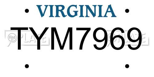 TYM7969 Virginia License Plate