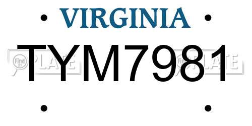TYM7981 Virginia License Plate