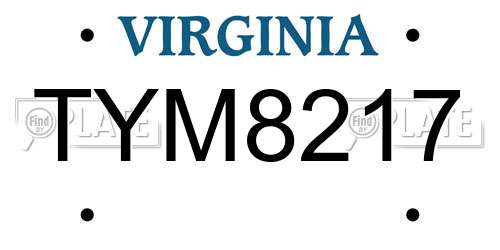 TYM8217 Virginia License Plate