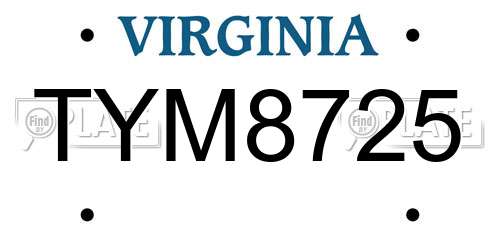 TYM8725 Virginia License Plate