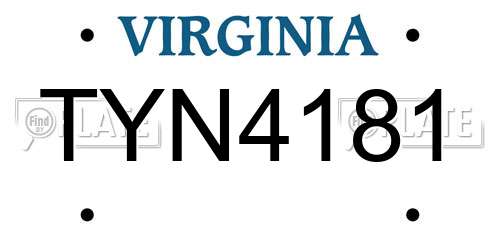 TYN4181 Virginia License Plate
