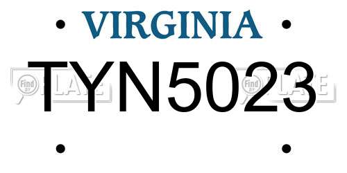 TYN5023 Virginia License Plate