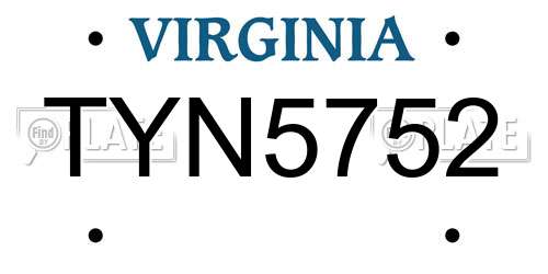 TYN5752 Virginia License Plate