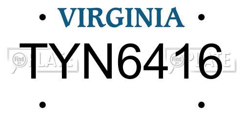 TYN6416 Virginia License Plate