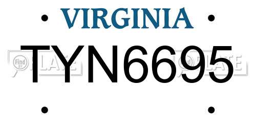 TYN6695 Virginia License Plate