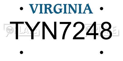 TYN7248 Virginia License Plate