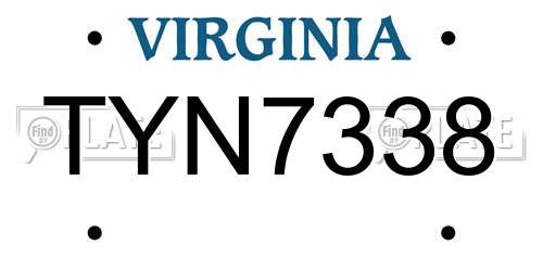 TYN7338 Virginia License Plate