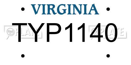 TYP1140 Virginia License Plate