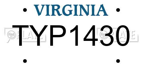 TYP1430 Virginia License Plate