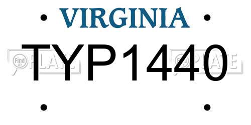 TYP1440 Virginia License Plate
