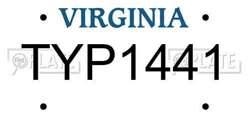 TYP1441 Virginia License Plate