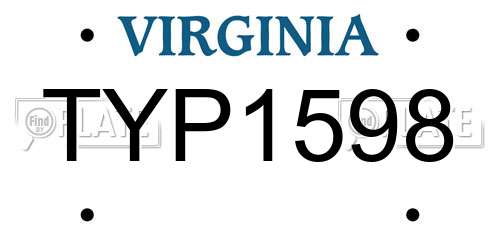 TYP1598 Virginia License Plate
