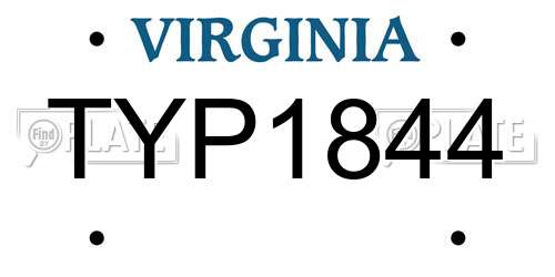TYP1844 Virginia License Plate